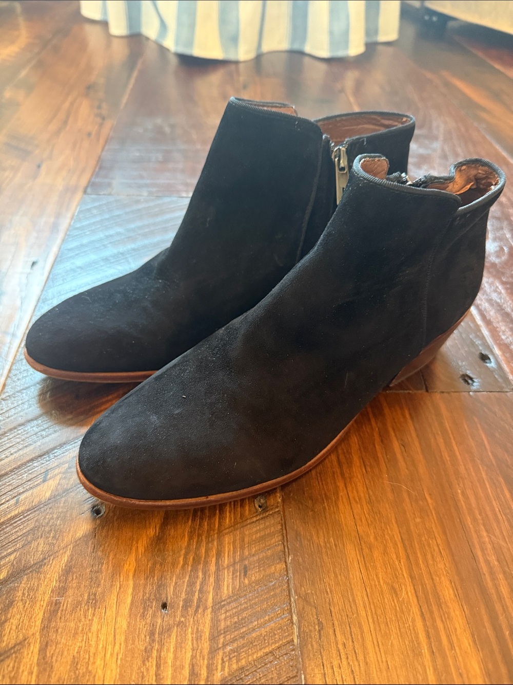 Sam Edelman Black Suede Ankle Booties with Side Zip Detail